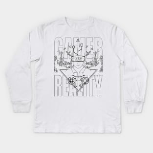 Gamer Introvert Nerd Future Computer Gaming Gift Reality Abstract Kids Long Sleeve T-Shirt